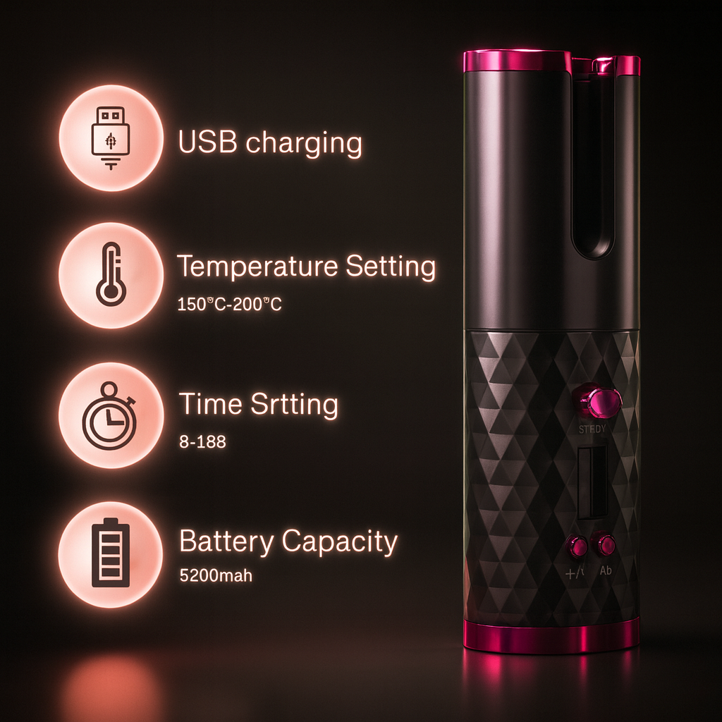 Rizador de pelo giratorio inalámbrico