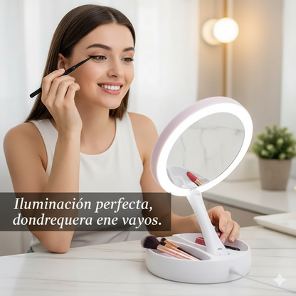 Espejo De Maquillaje Led Plegable