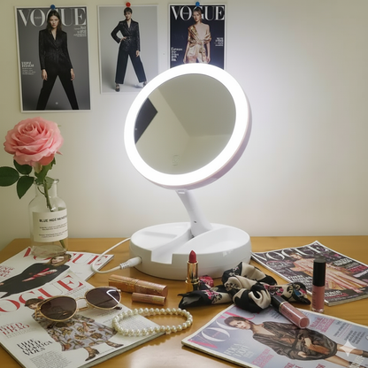 Espejo De Maquillaje Led Plegable
